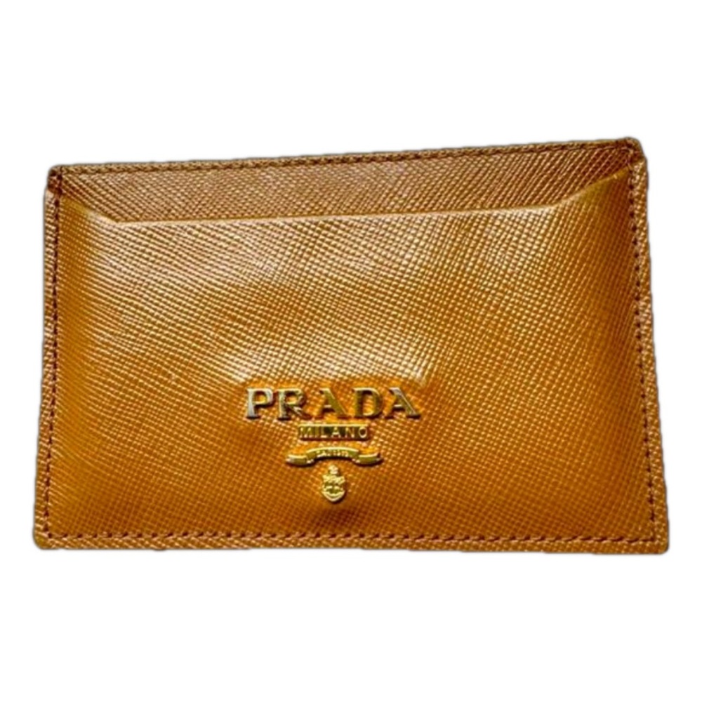 Prada Card Holder Brown Saffiano Leather 4" L x 23/4" H
